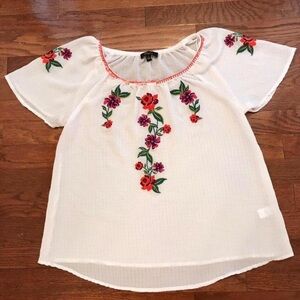 WOMENS SHEER FESTIVAL BLOUSE ROSAS PATTERN SUMMER VACATION